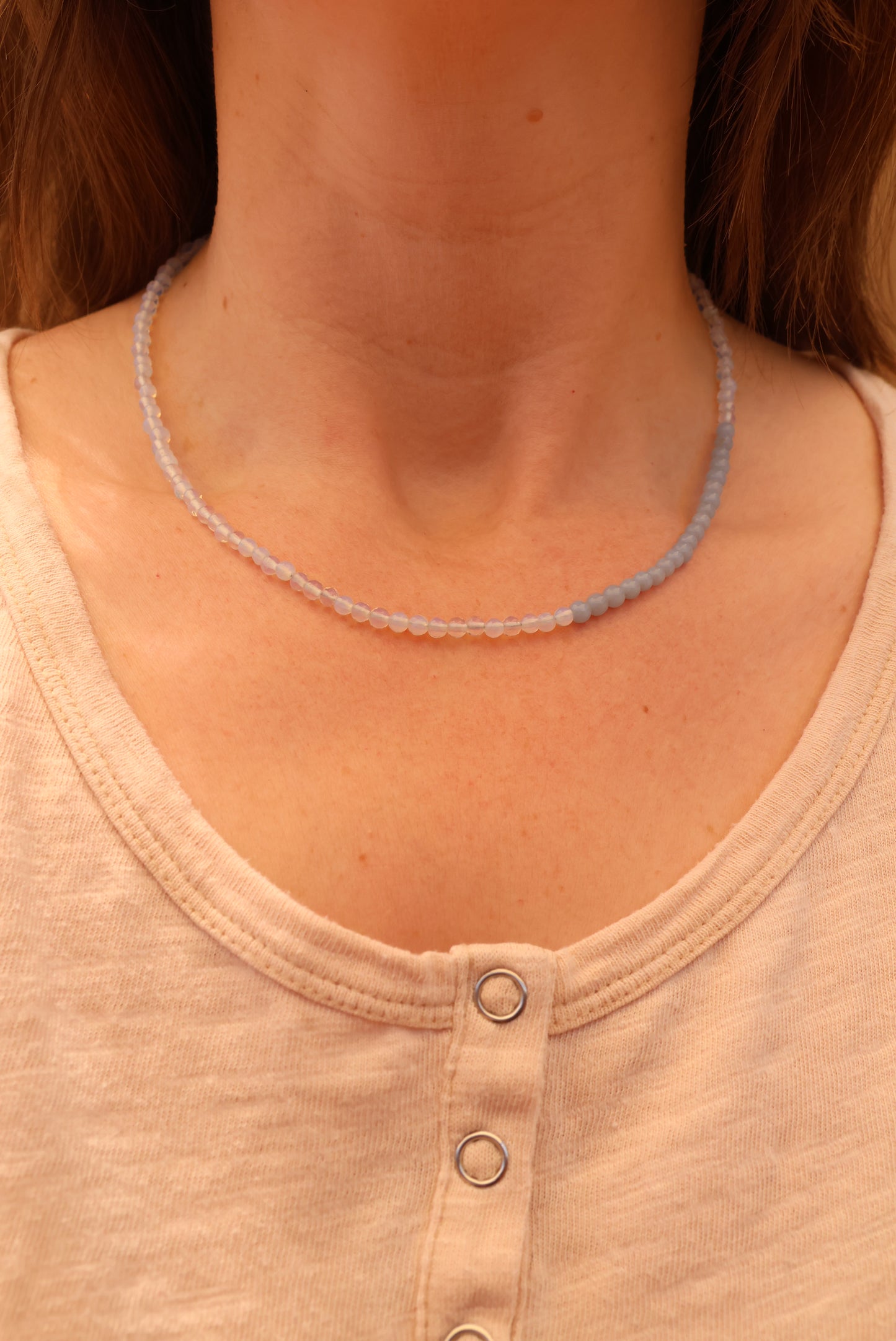 Opalite and Angelite Beaded Necklace