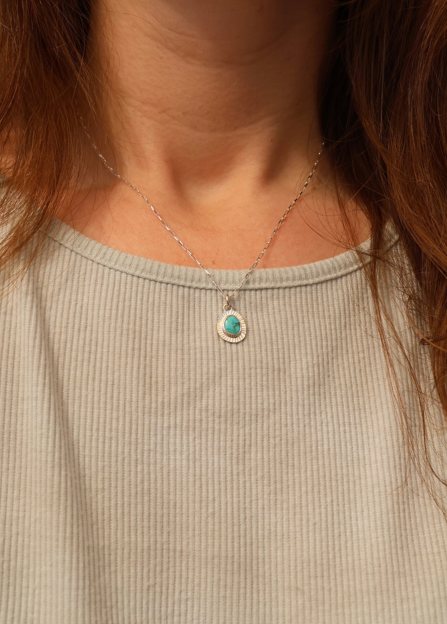 Kingman Turquoise Sun Ray Necklace