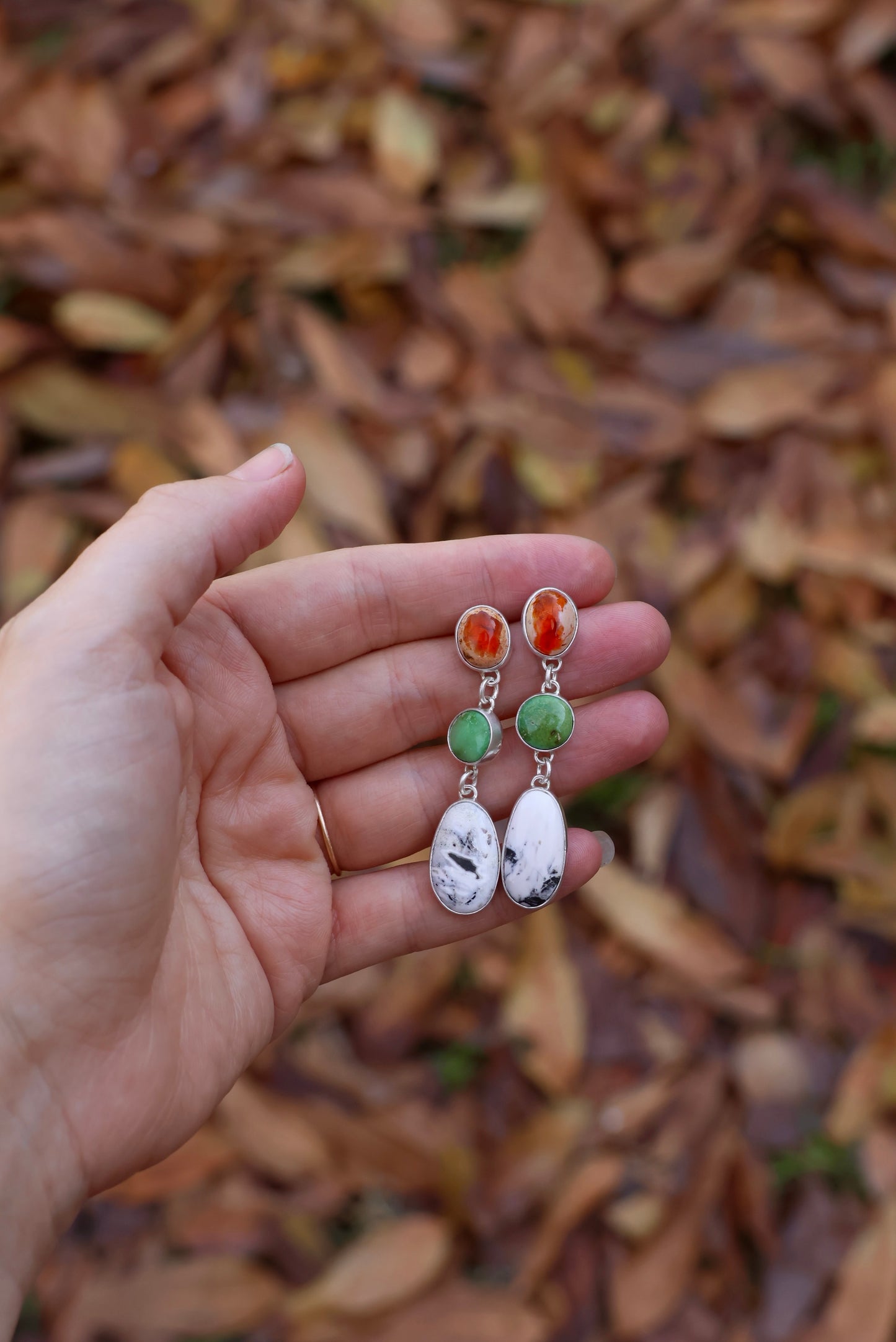 Opal, Turquoise and White Buffalo Earrings