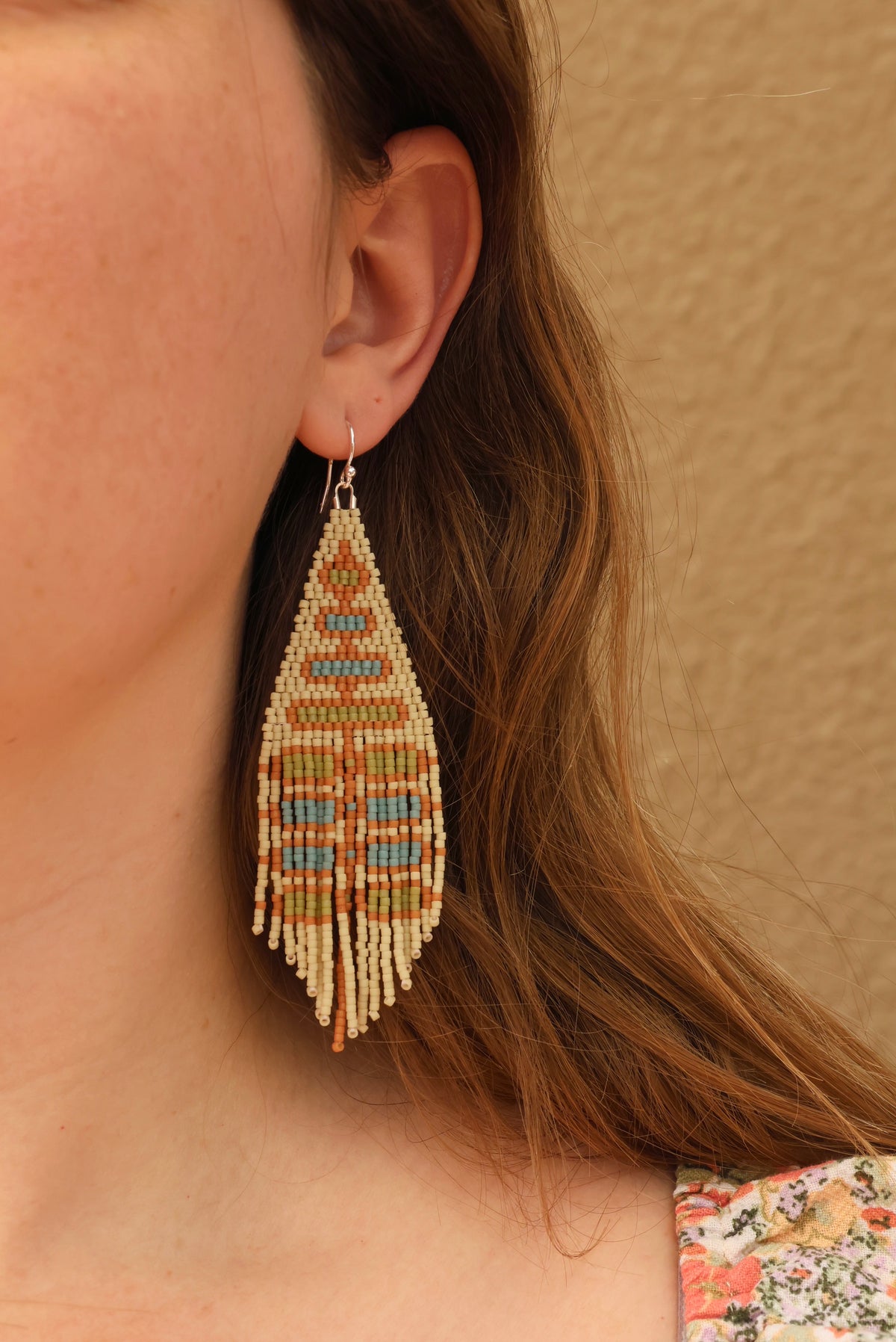 Sunny Days Fringe Earrings - Pale Blue, Peach, Green