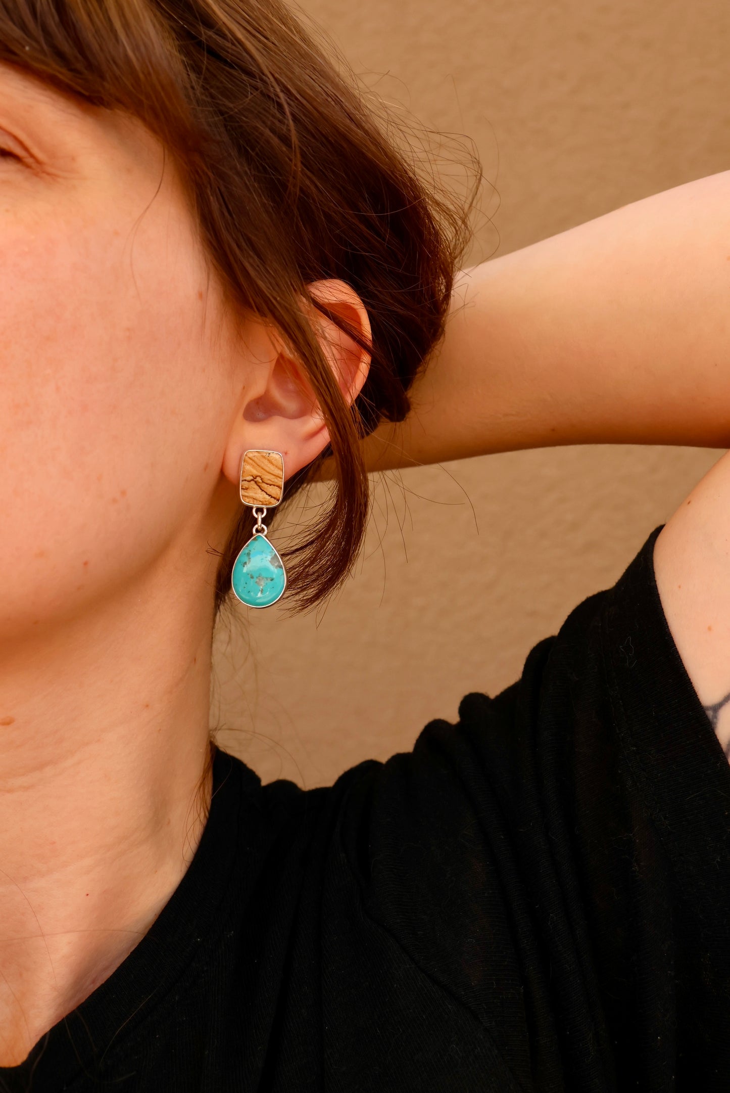 Picture Jasper and Turquoise Earrings