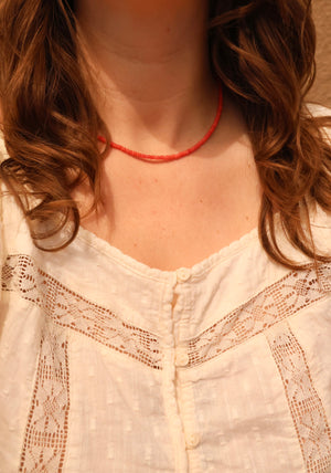 Small Red Orange Coral Necklace