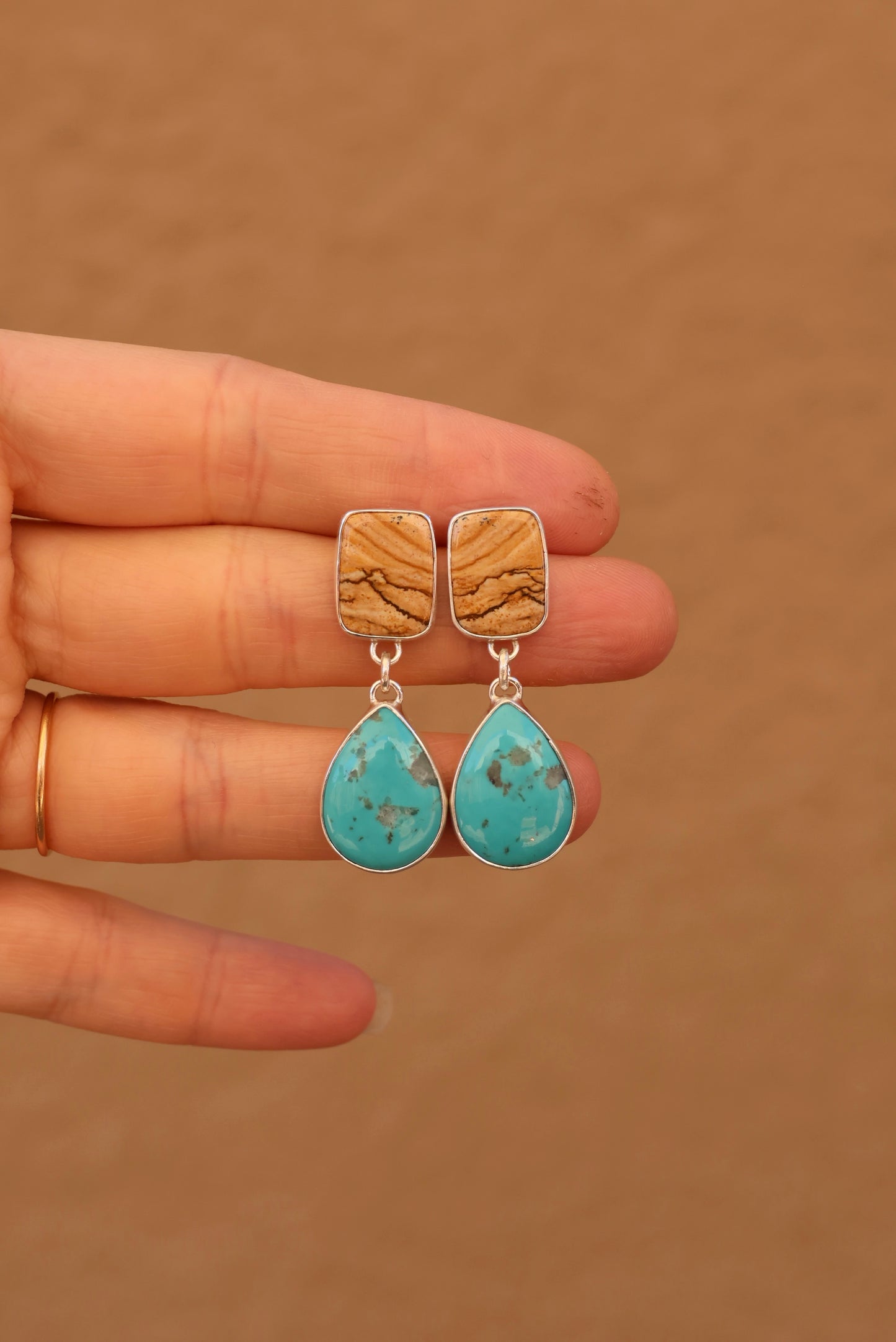 Picture Jasper and Turquoise Earrings
