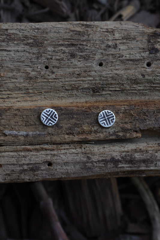 Runic Stamped Silver Studs