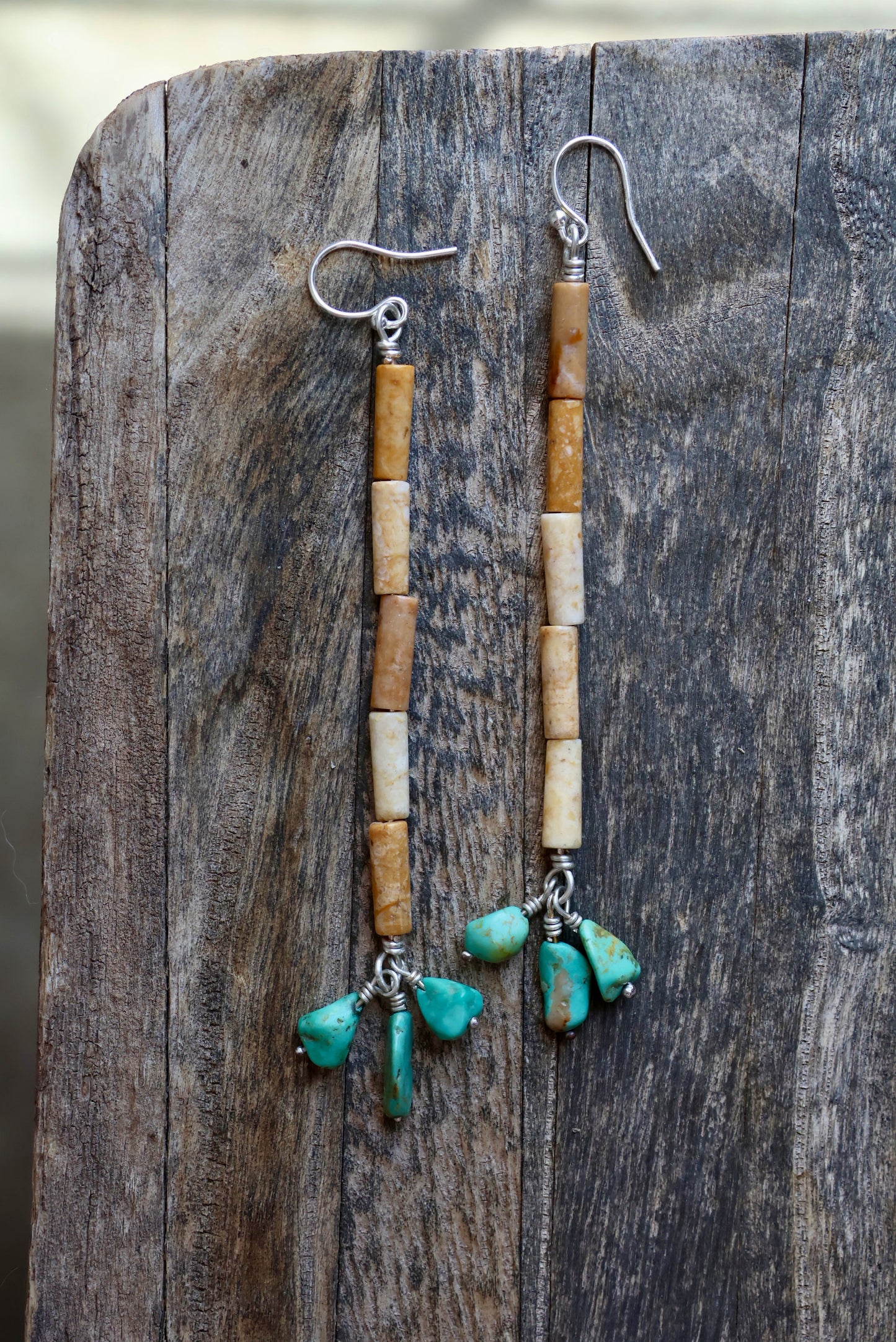 Jasper and Turquoise Beaded Earrings