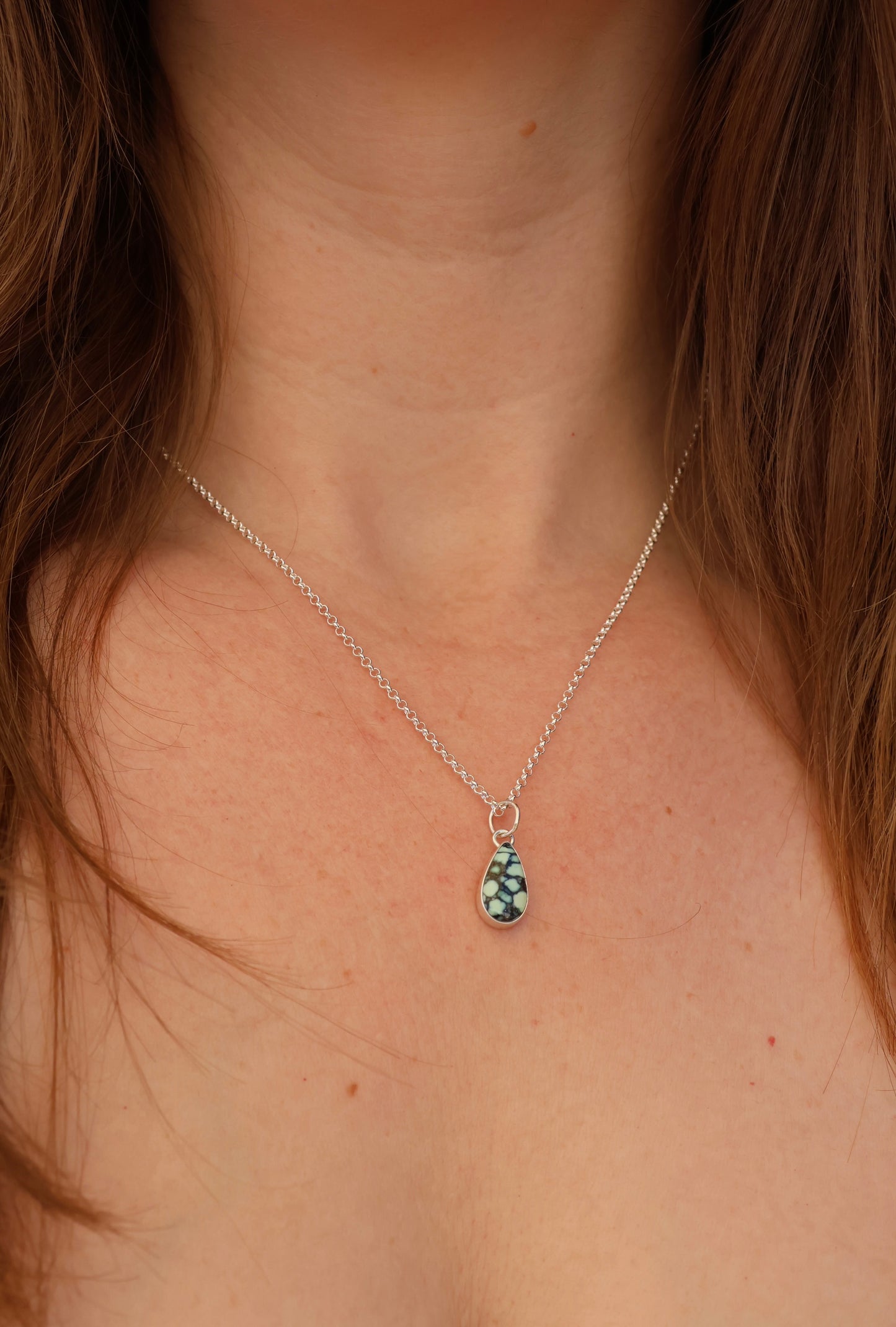 Angel Wing Variscite Tear Drop Pendant