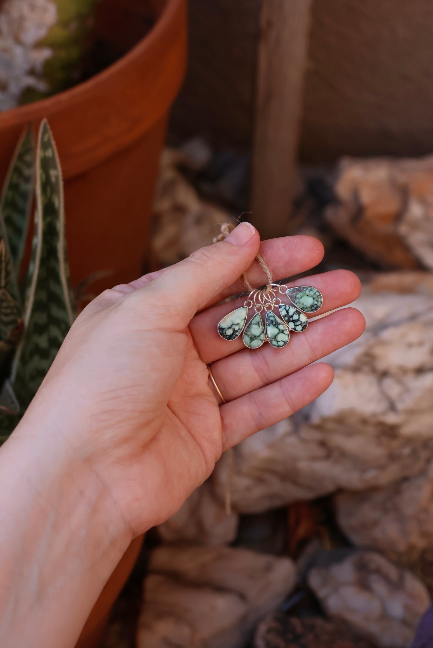 Angel Wing Variscite Tear Drop Pendant