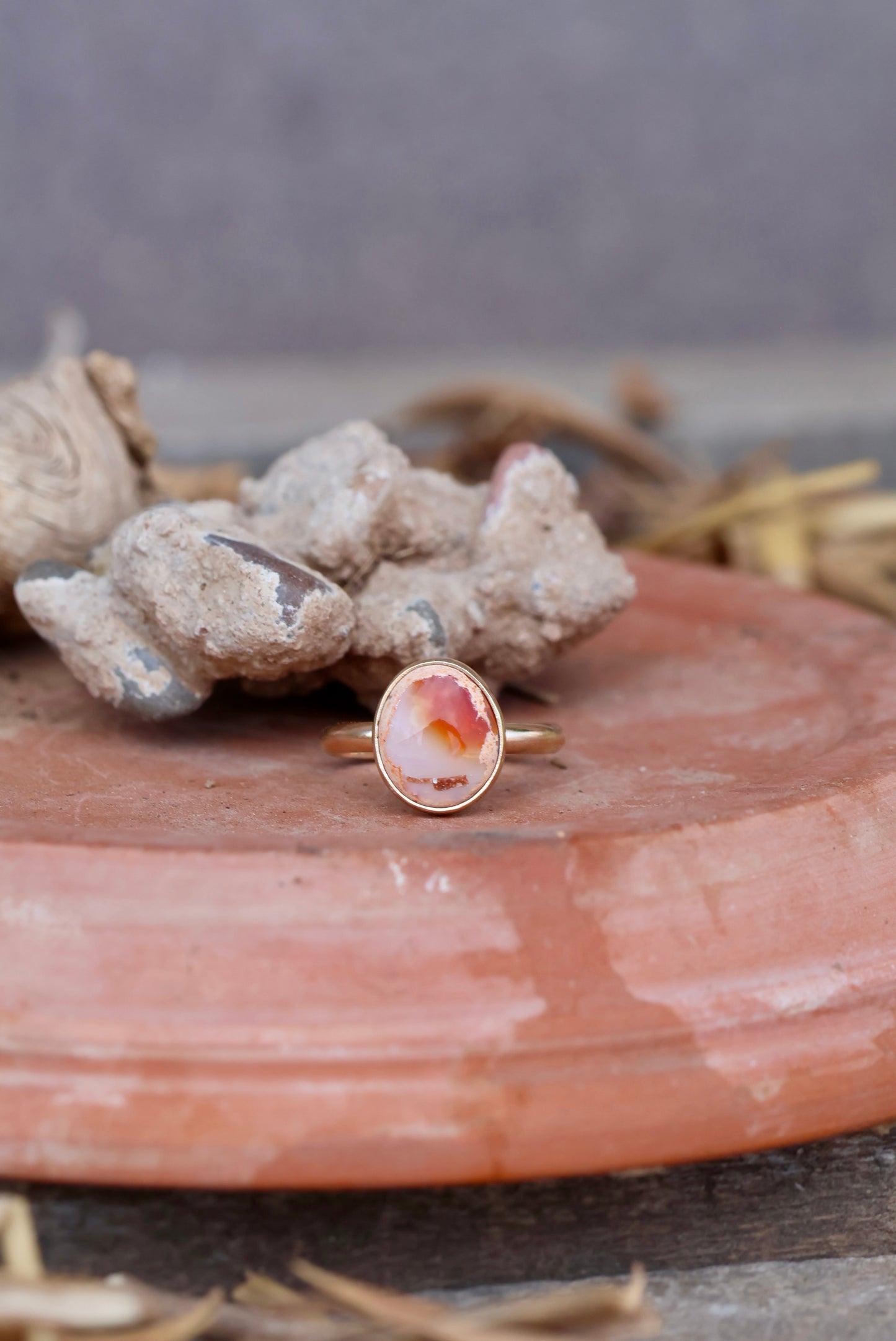 Fire Opal Ring - 14k Gold - Size 8