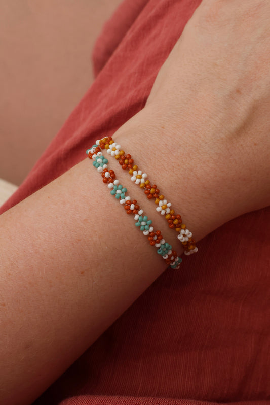 Seed Bead Flower Bracelet