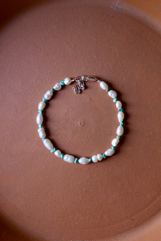 Freshwater Pearl and Turquoise Bracelet