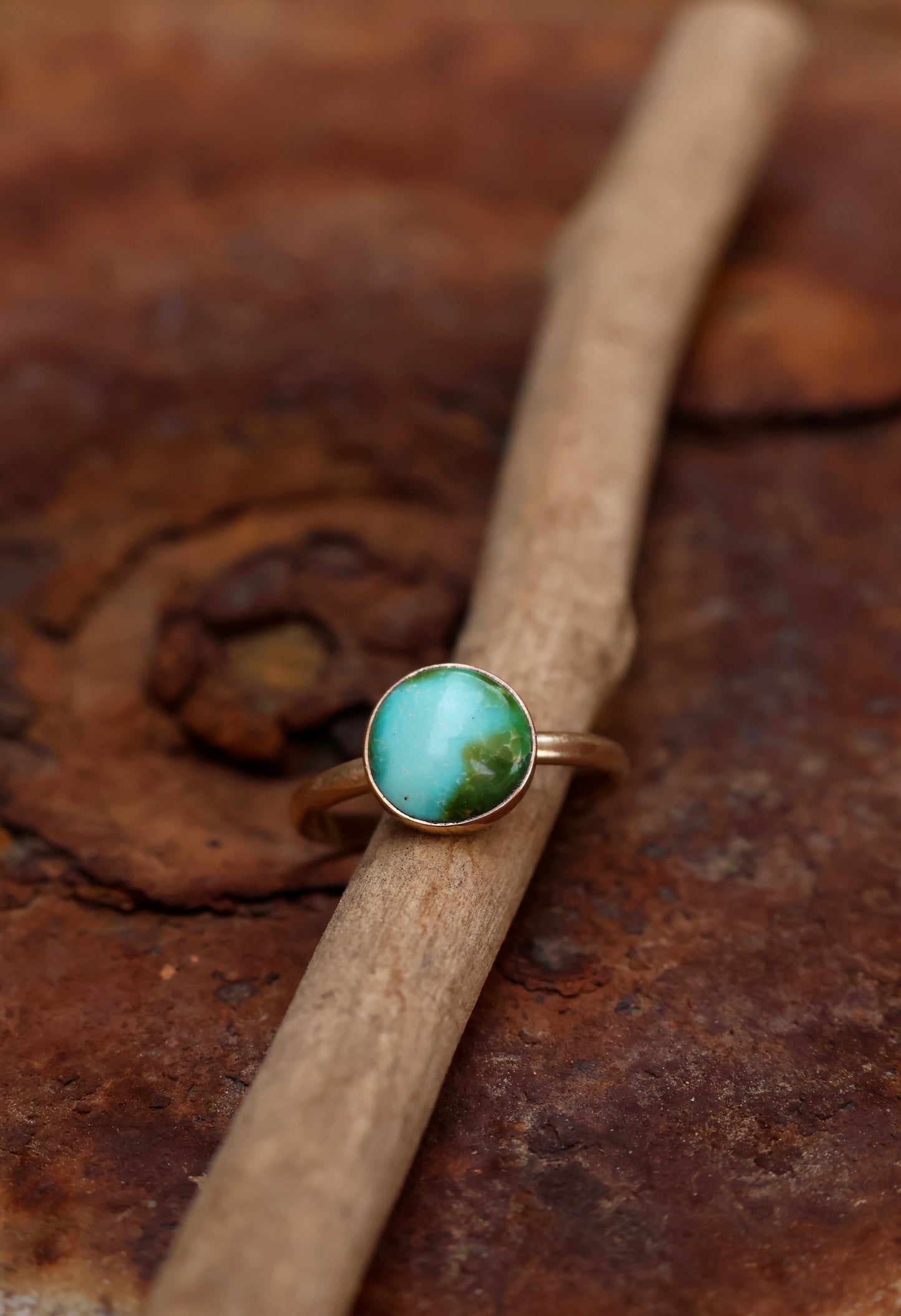 Sonoran Gold Turquoise Ring - 14k Gold - Size 9