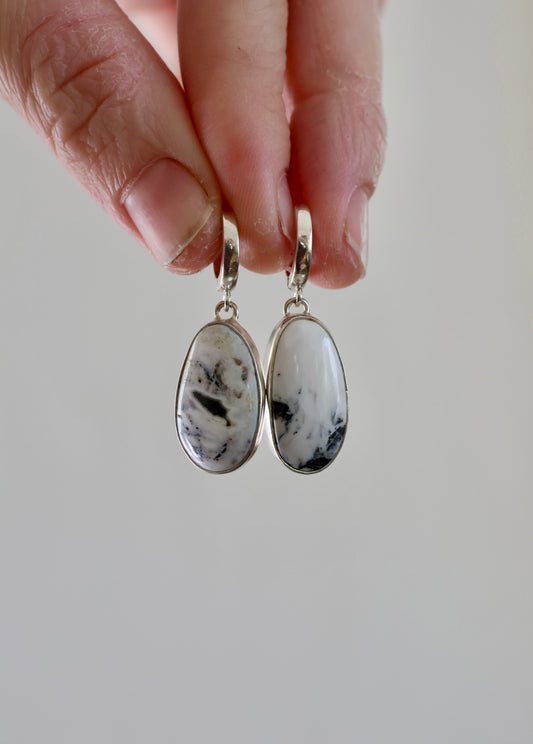 White Buffalo Huggie Hoops