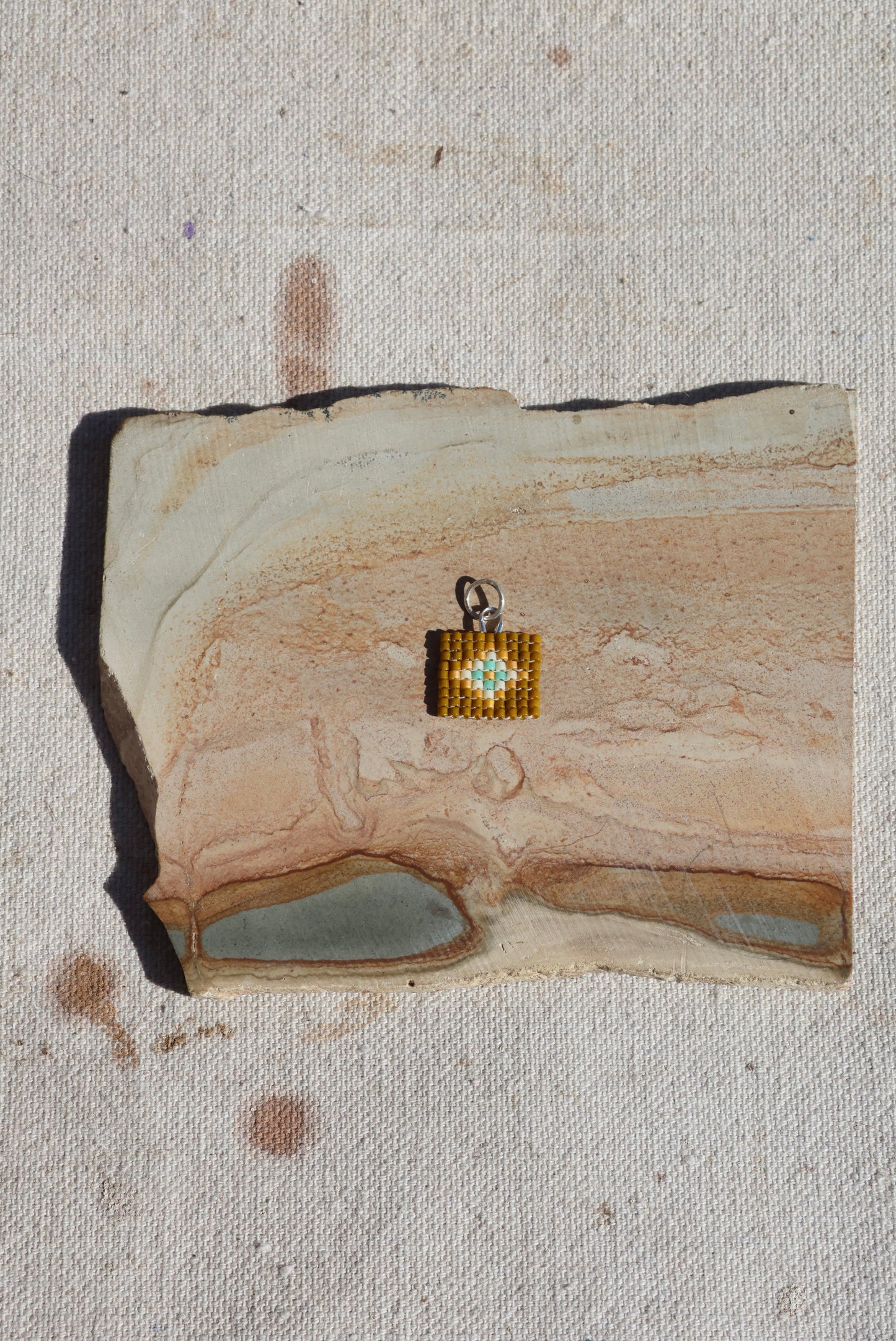 Diamond Quilt Seed Bead Charm
