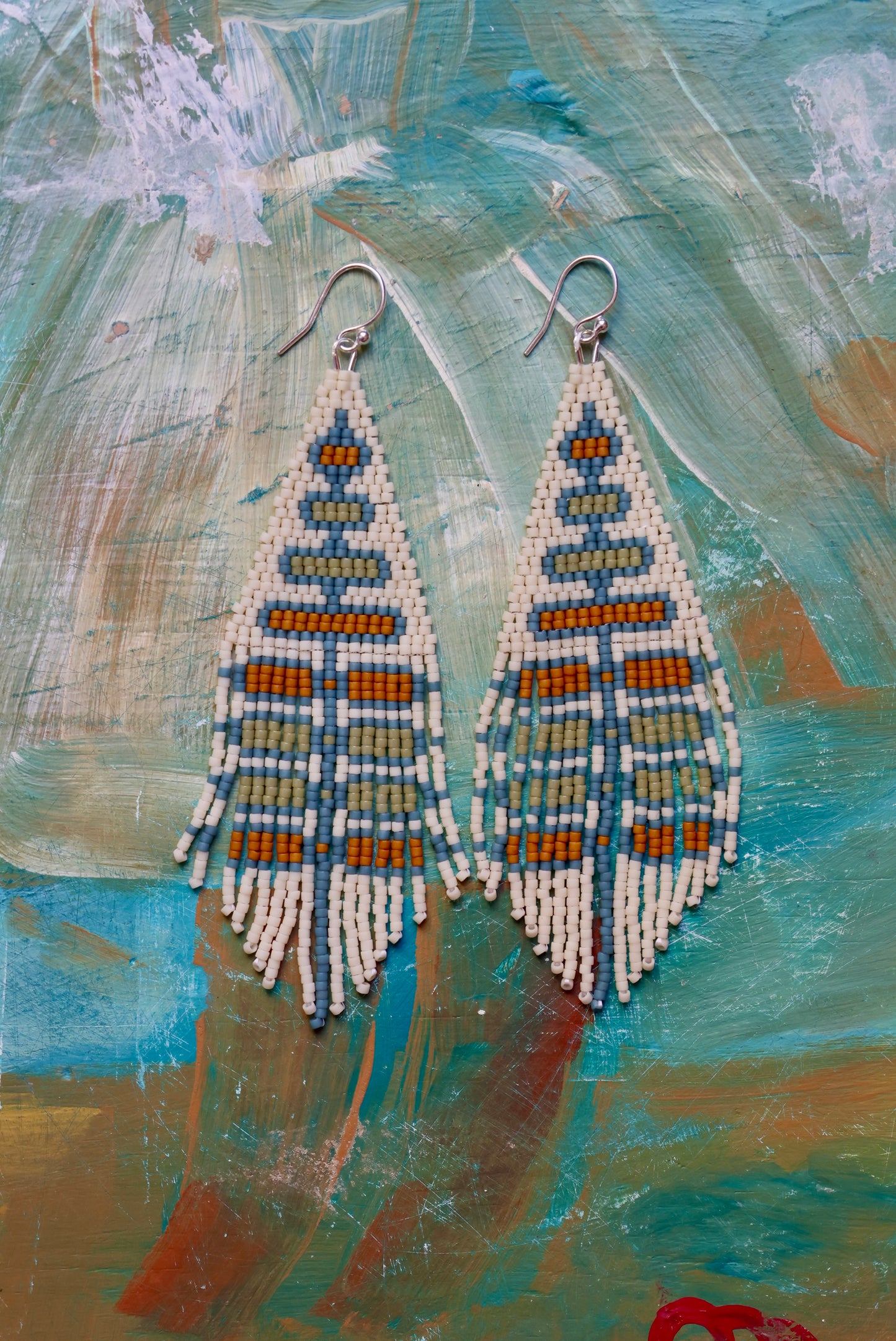 Sunny Days Fringe Earrings - Blue, Orange, Green