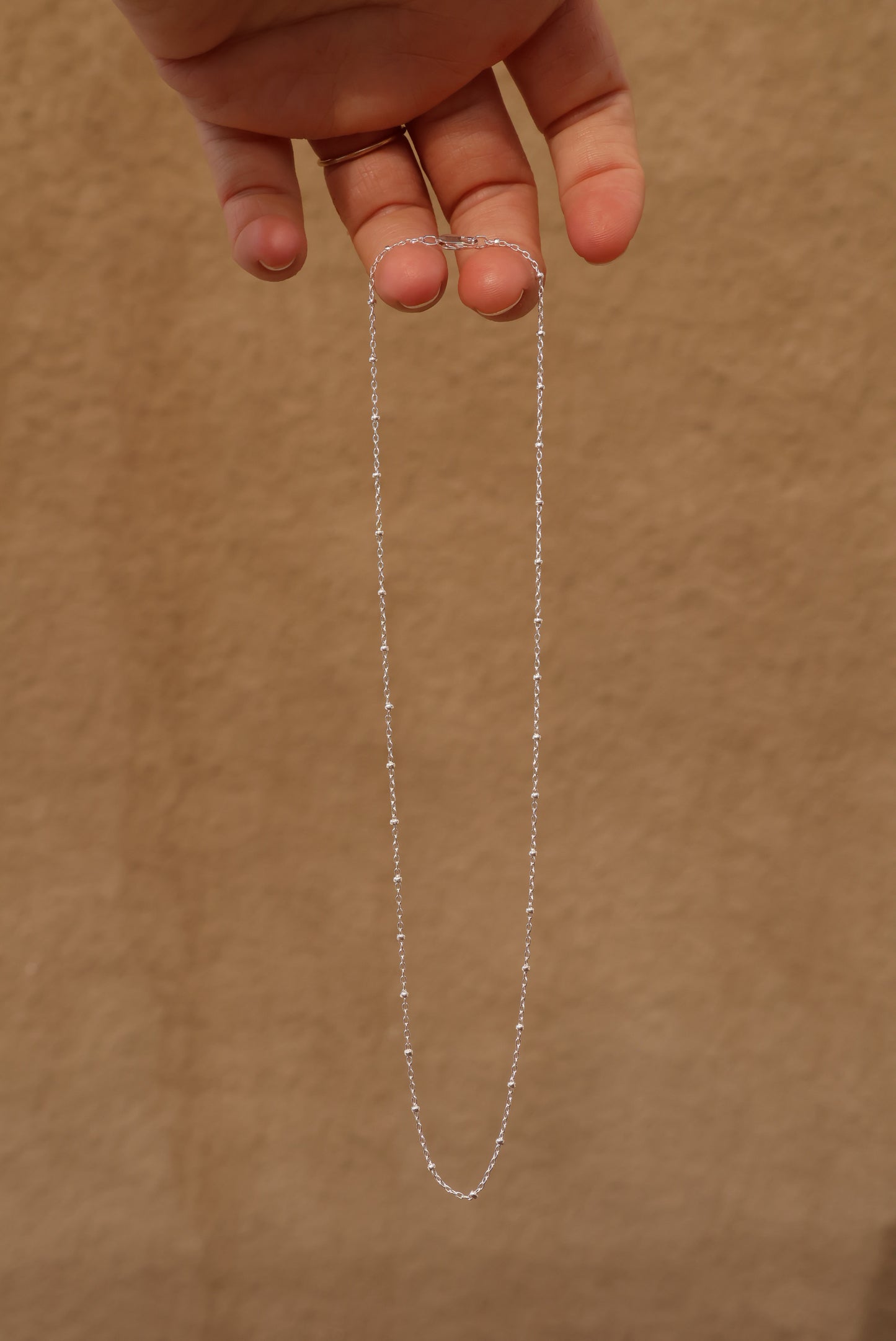 Dainty Chain with Silver Beads 16”