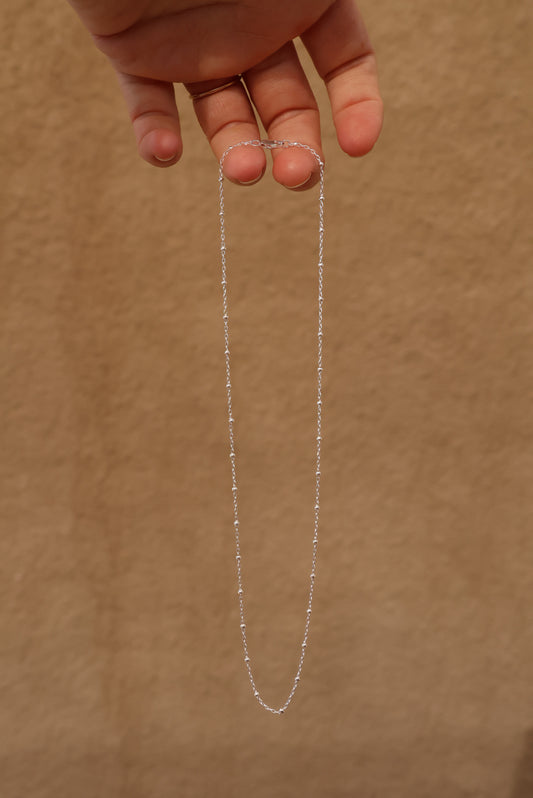 Dainty Chain with Silver Beads 16”