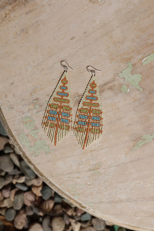 Sunny Days Fringe Earrings - Pale Blue, Peach, Green