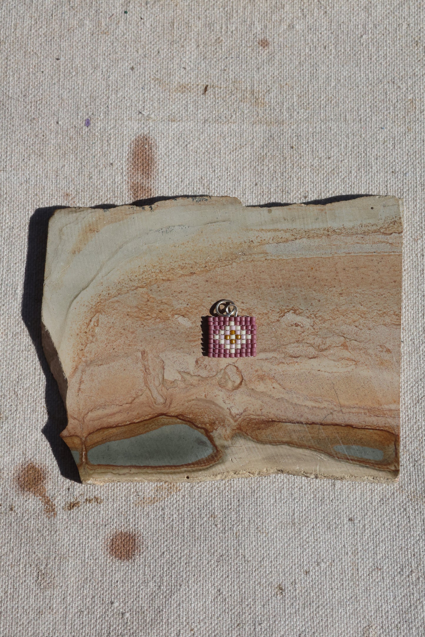 Diamond Quilt Seed Bead Charm