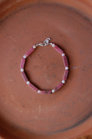 Rhodonite and Pink Moonstone Bracelet