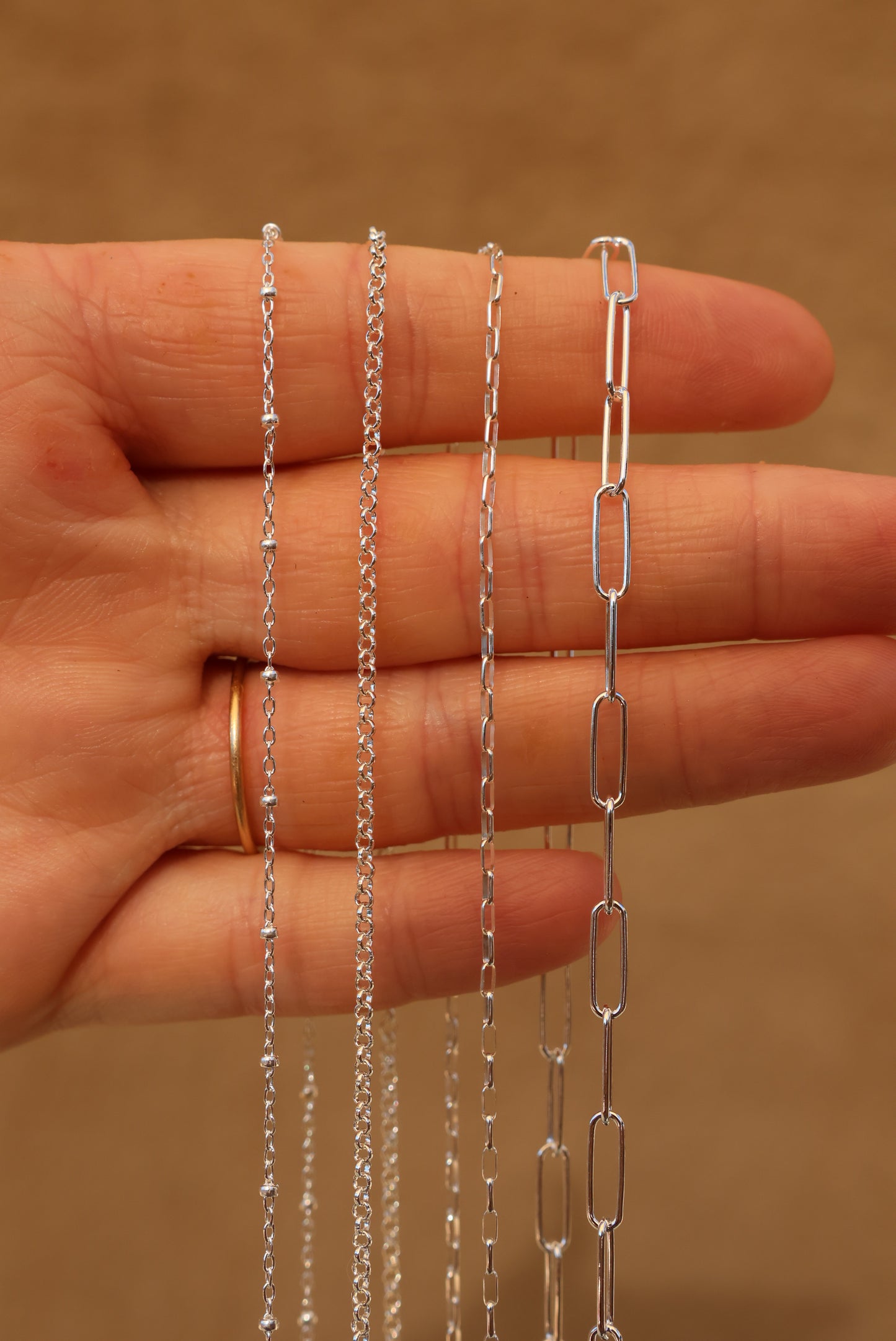 Dainty Chain with Silver Beads 16”