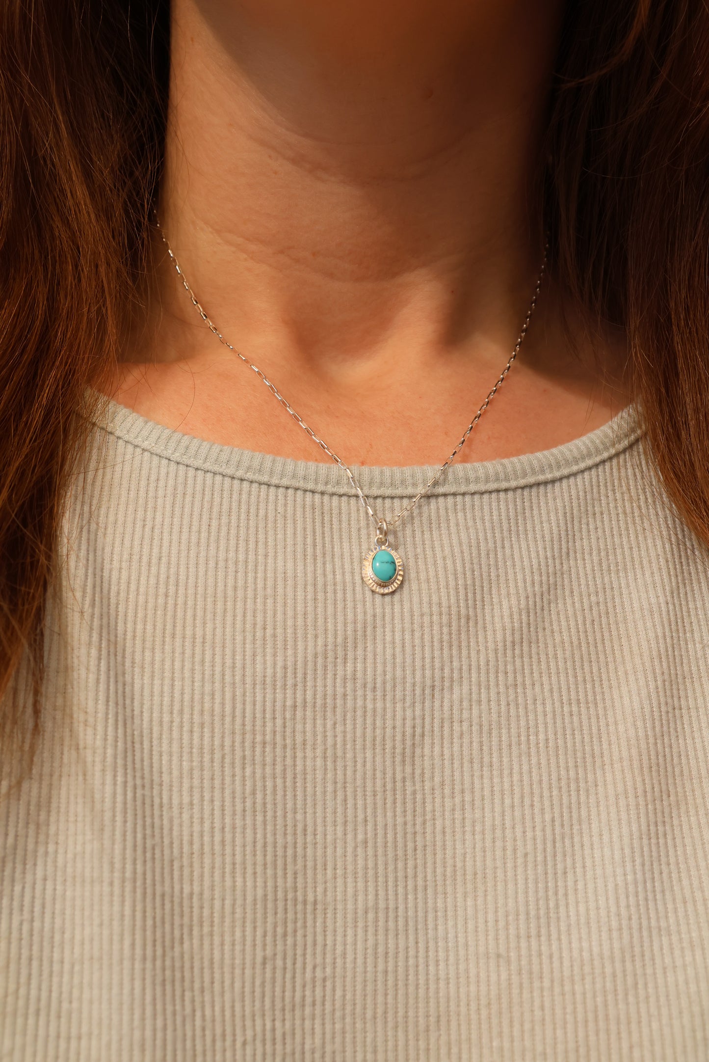 Kingman Turquoise Sun Ray Necklace