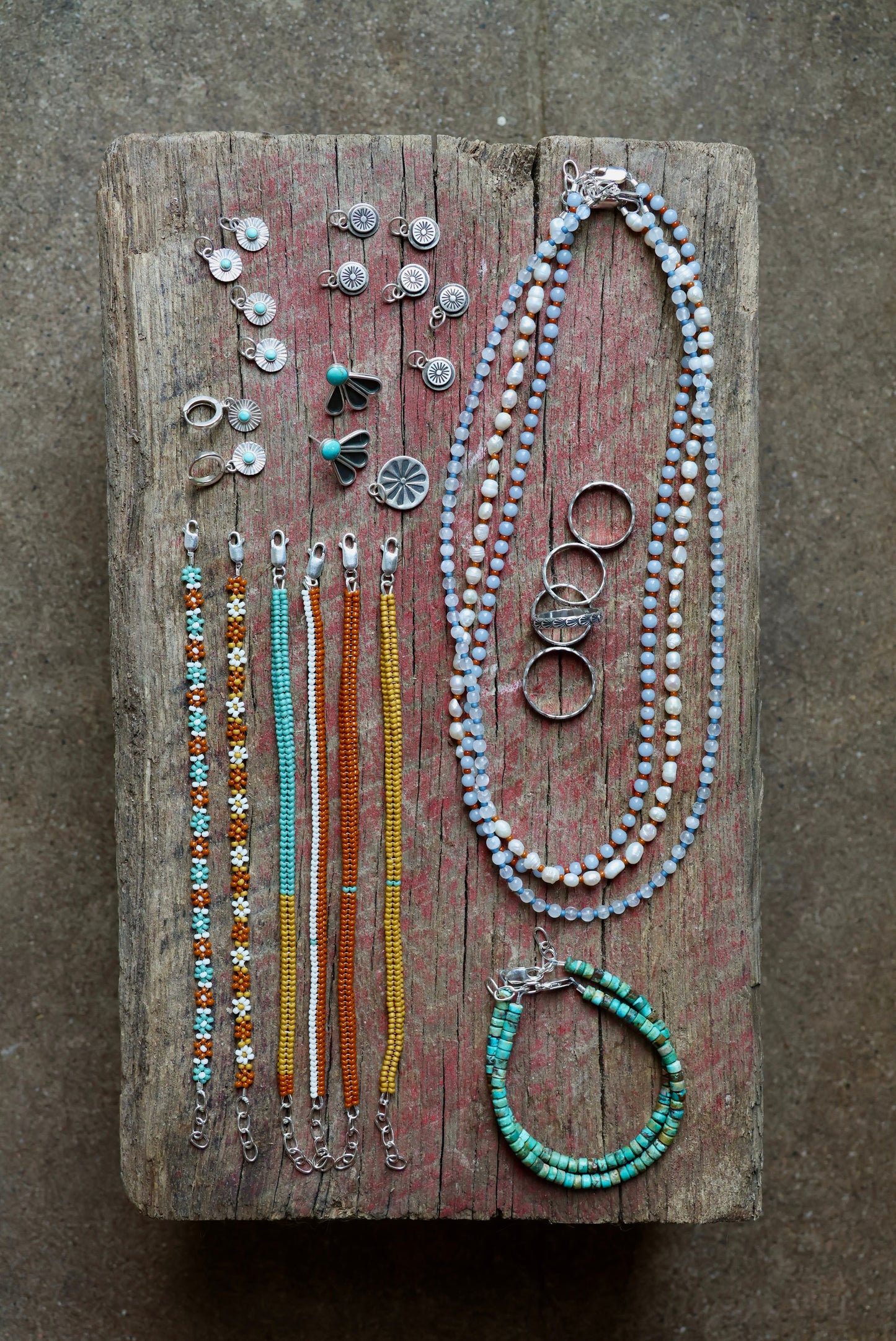 Moonstone and Blue Seed Bead Necklace
