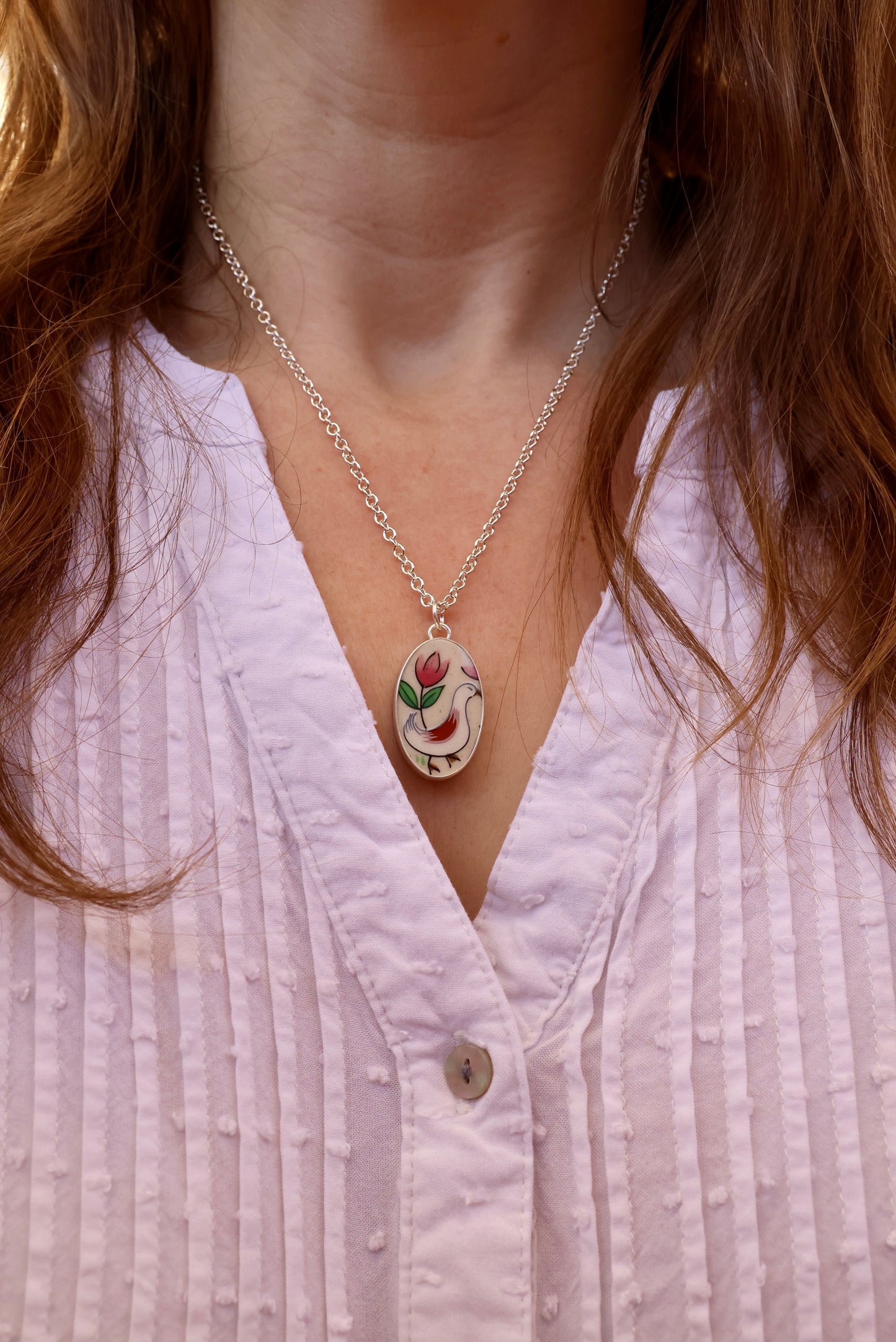 Goose (with flower) Necklace