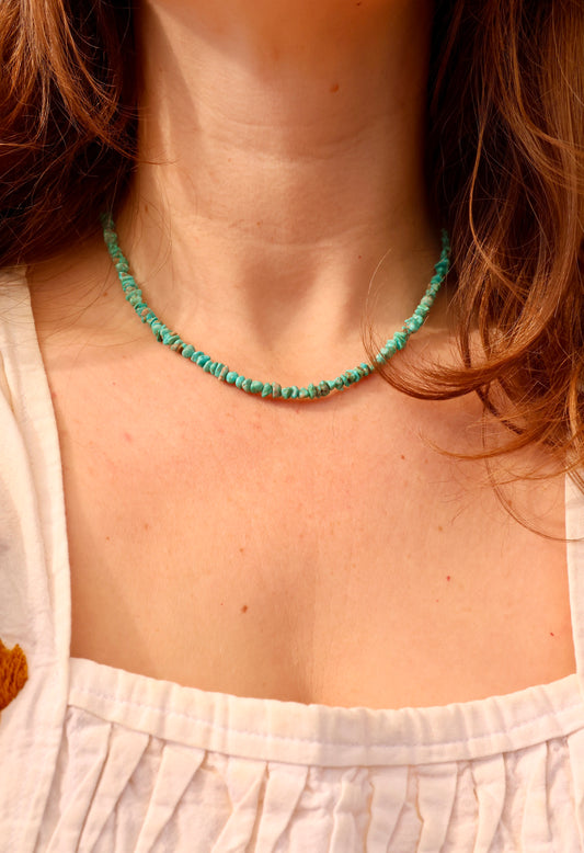 Kingman Turquoise Chip Bead Necklace