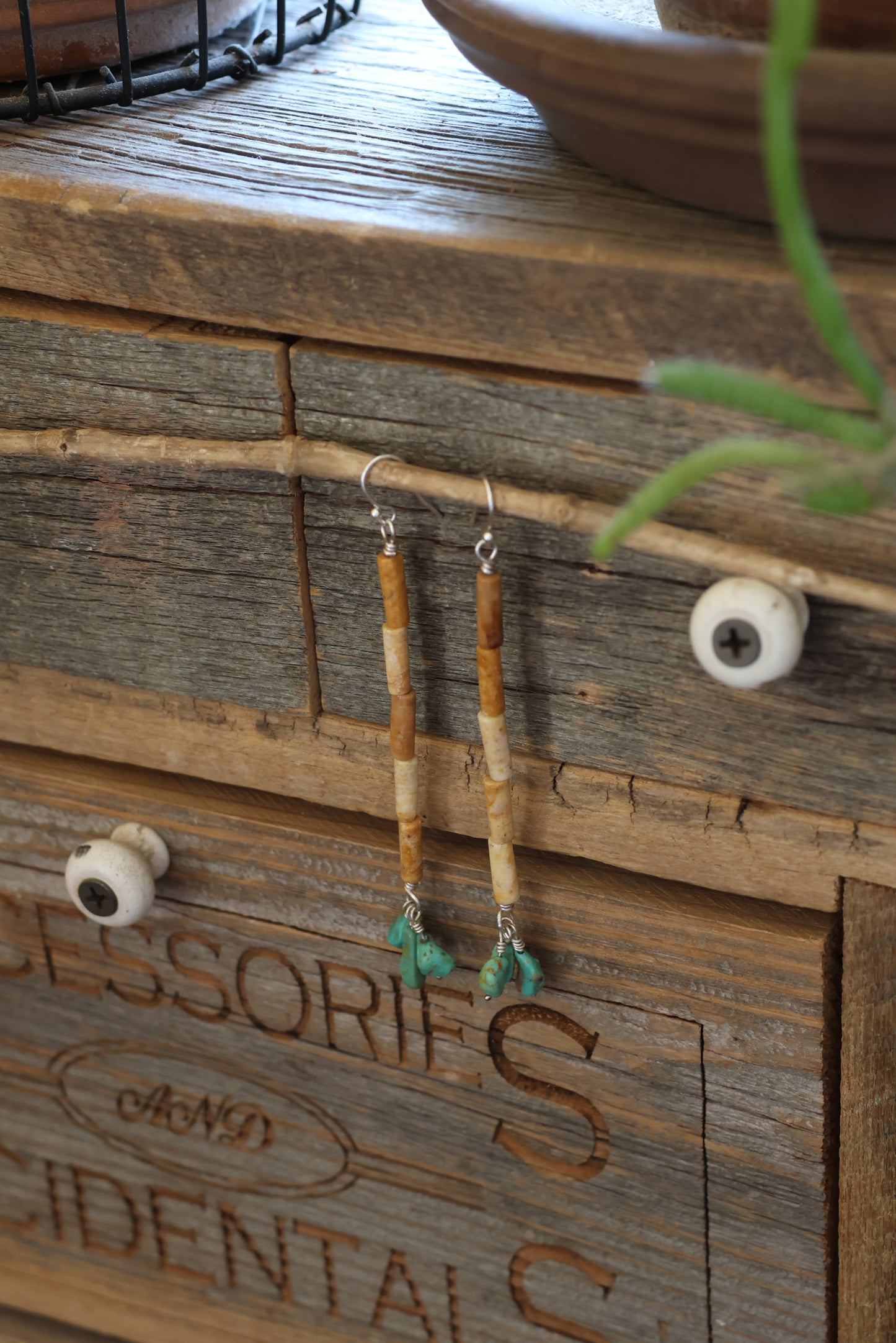 Jasper and Turquoise Beaded Earrings