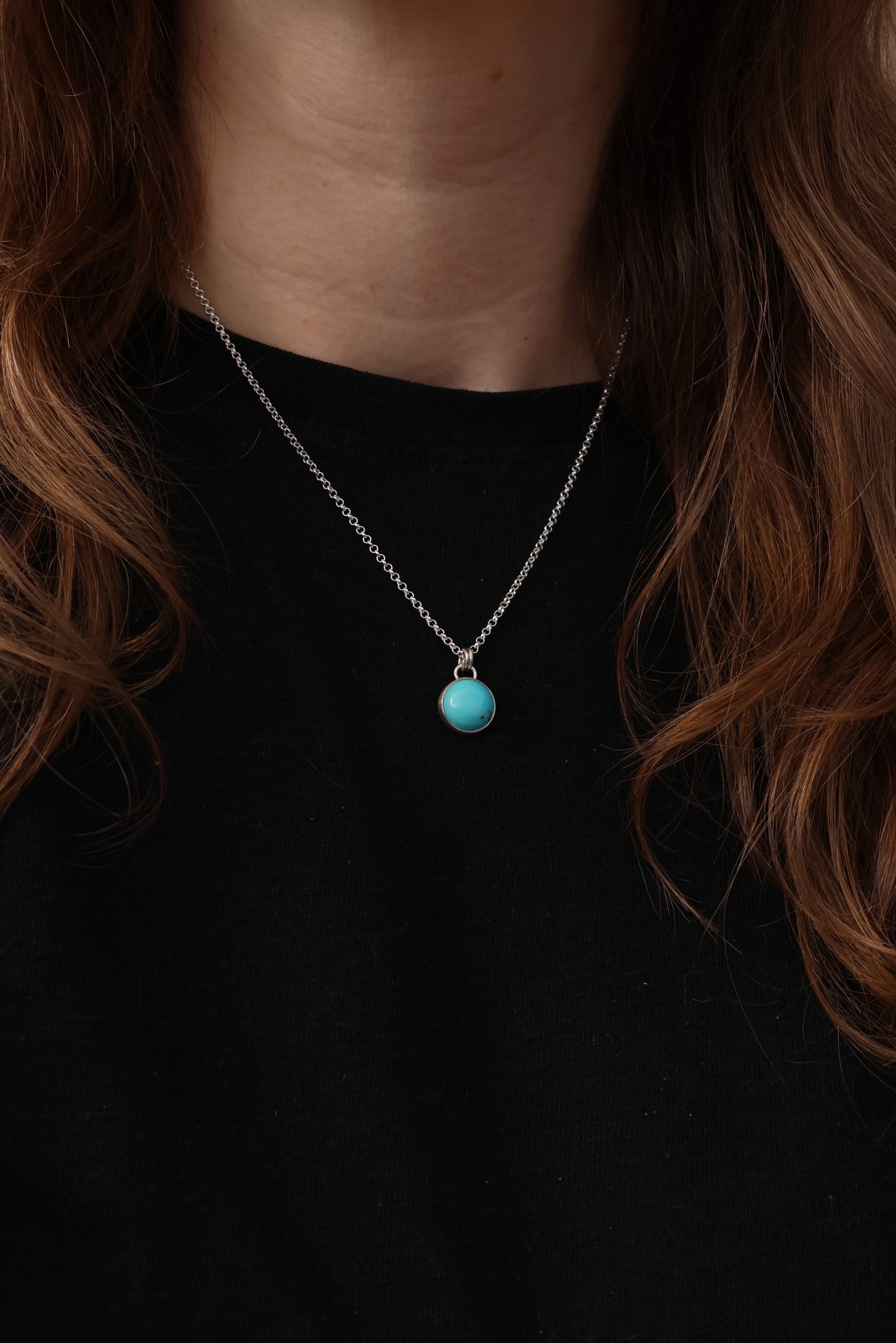 Simple Kingman Turquoise Necklace - Round