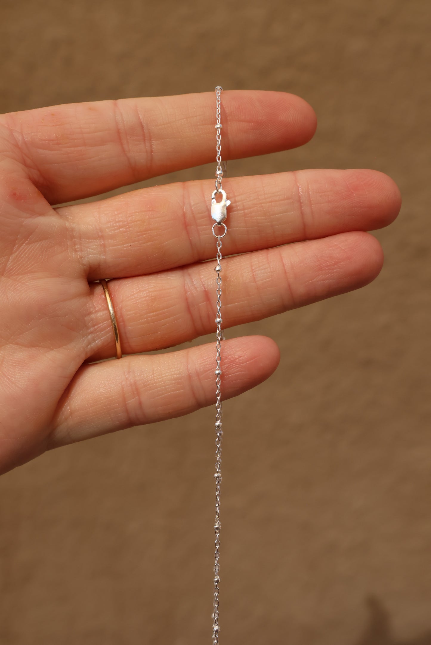 Dainty Chain with Silver Beads 16”