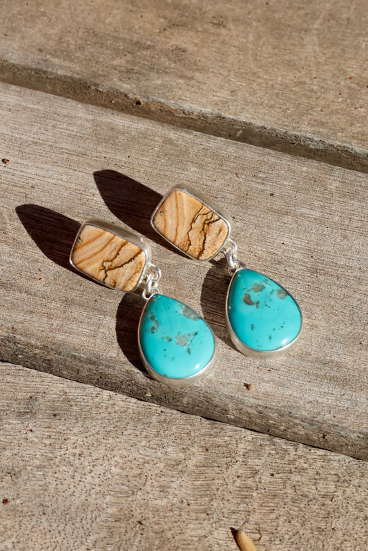 Picture Jasper and Turquoise Earrings