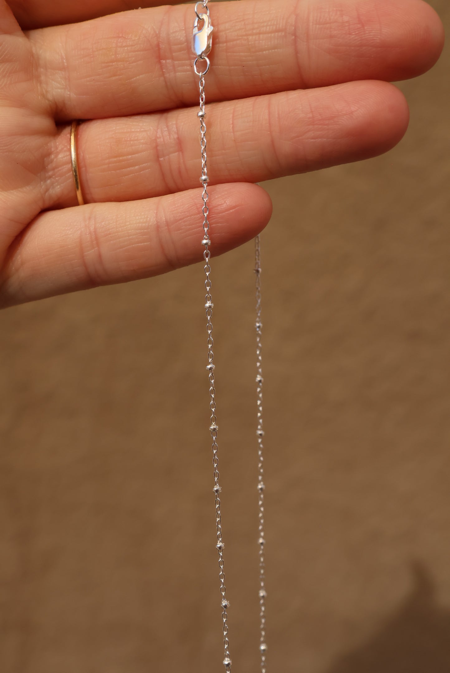 Dainty Chain with Silver Beads 16”