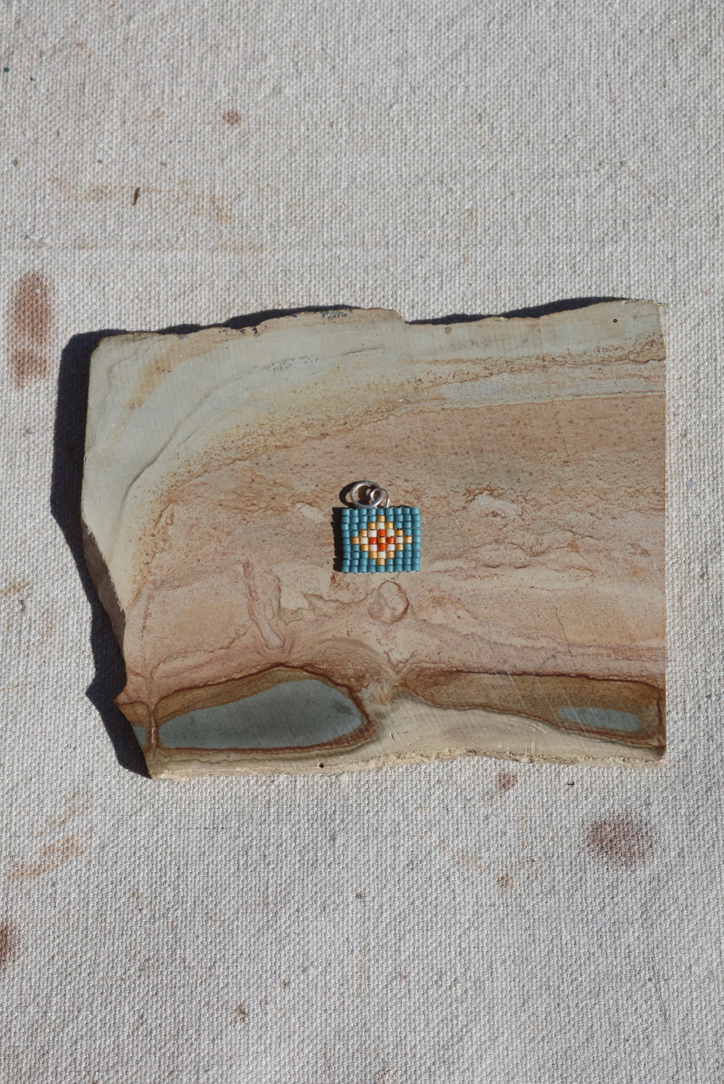 Diamond Quilt Seed Bead Charm
