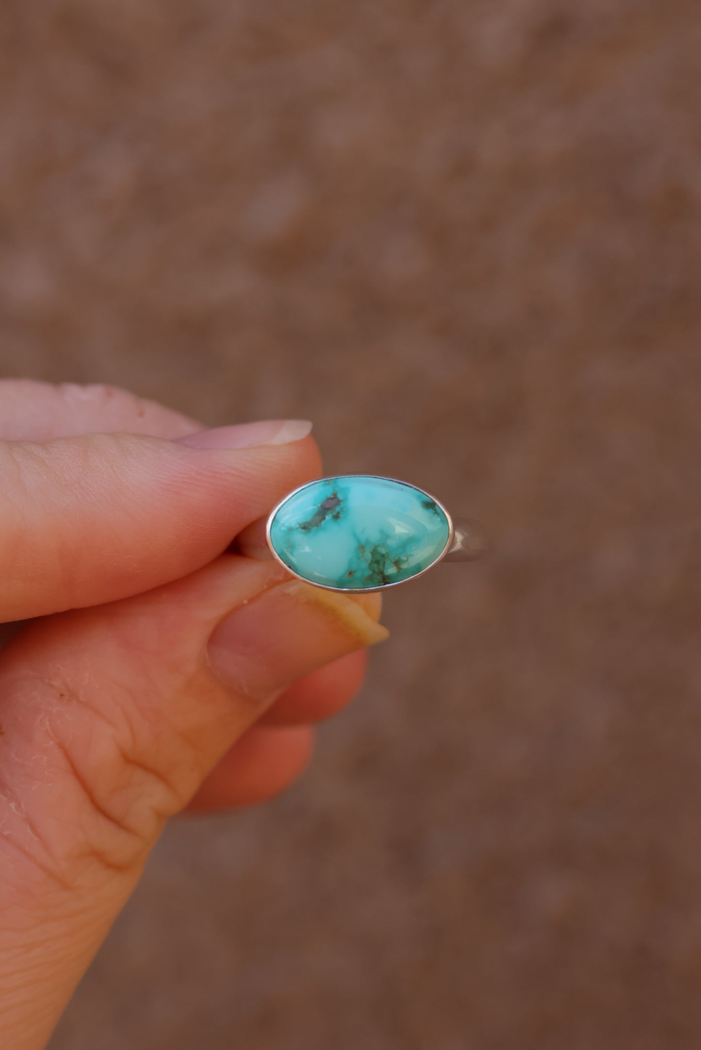 Horizontally Set Patagonia Turquoise Ring