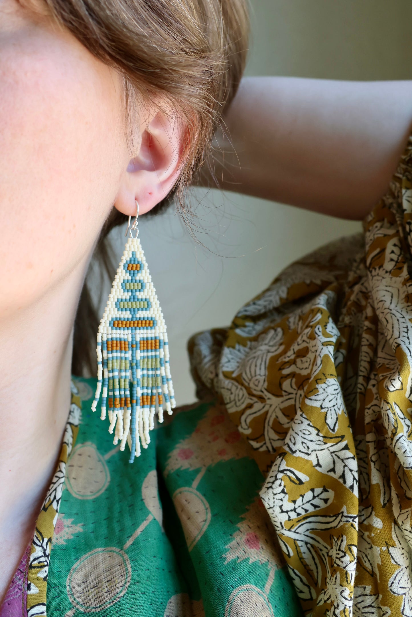 Sunny Days Fringe Earrings - Blue, Orange, Green