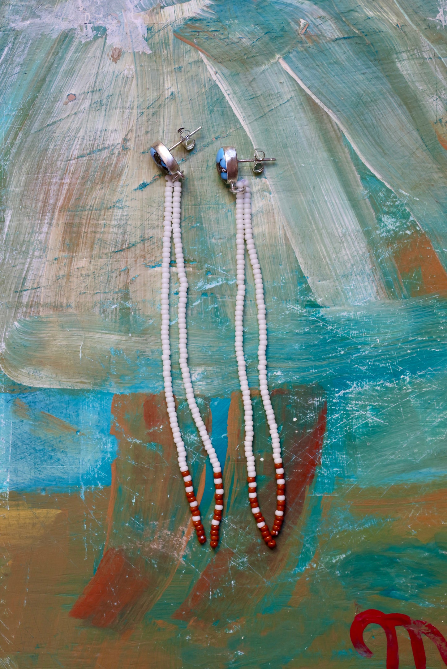 Golden Hills Turquoise and Seed Bead Earrings