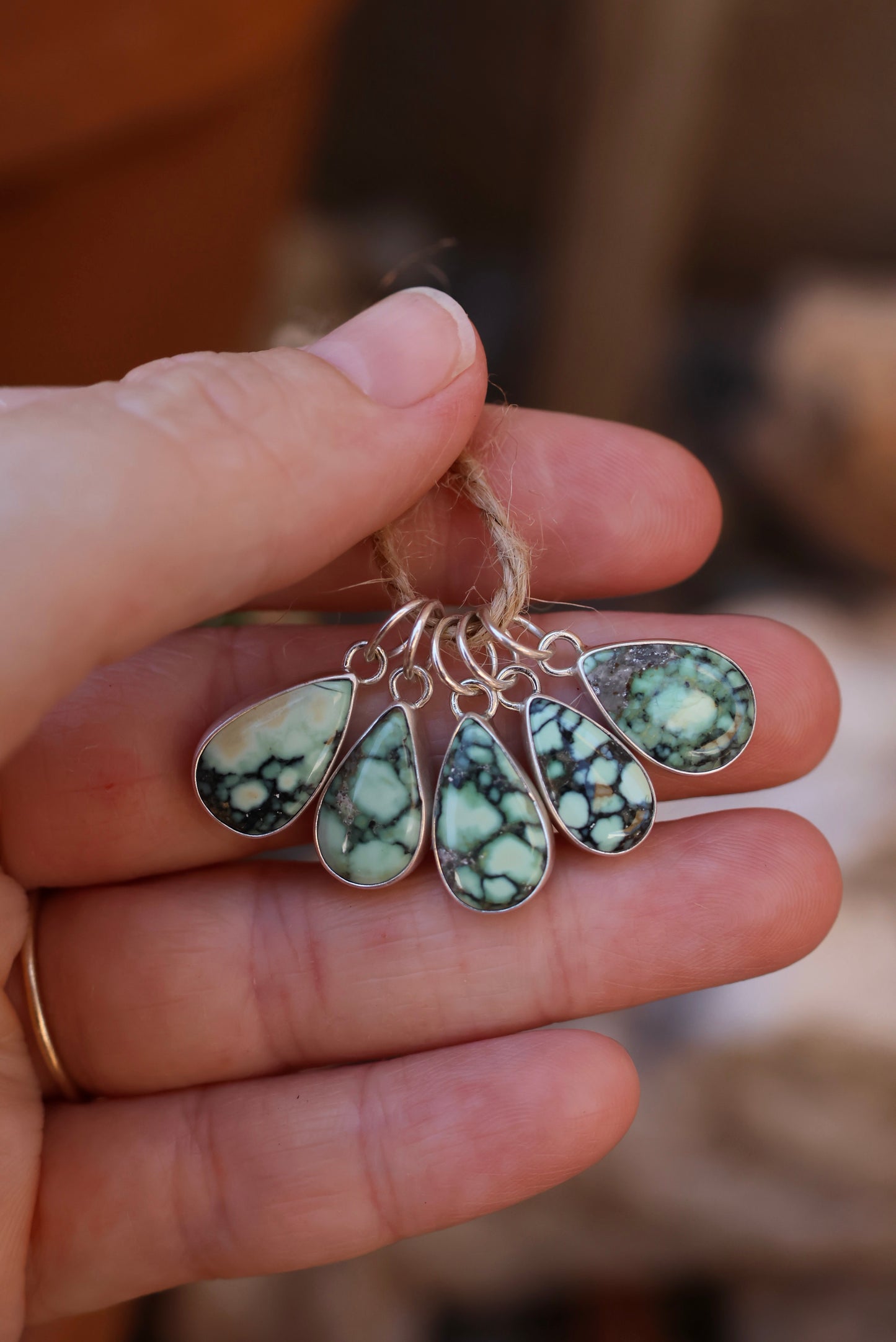 Angel Wing Variscite Tear Drop Pendant