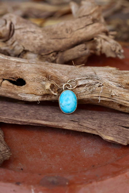 Kingman Turquoise Pendant - 14k Gold