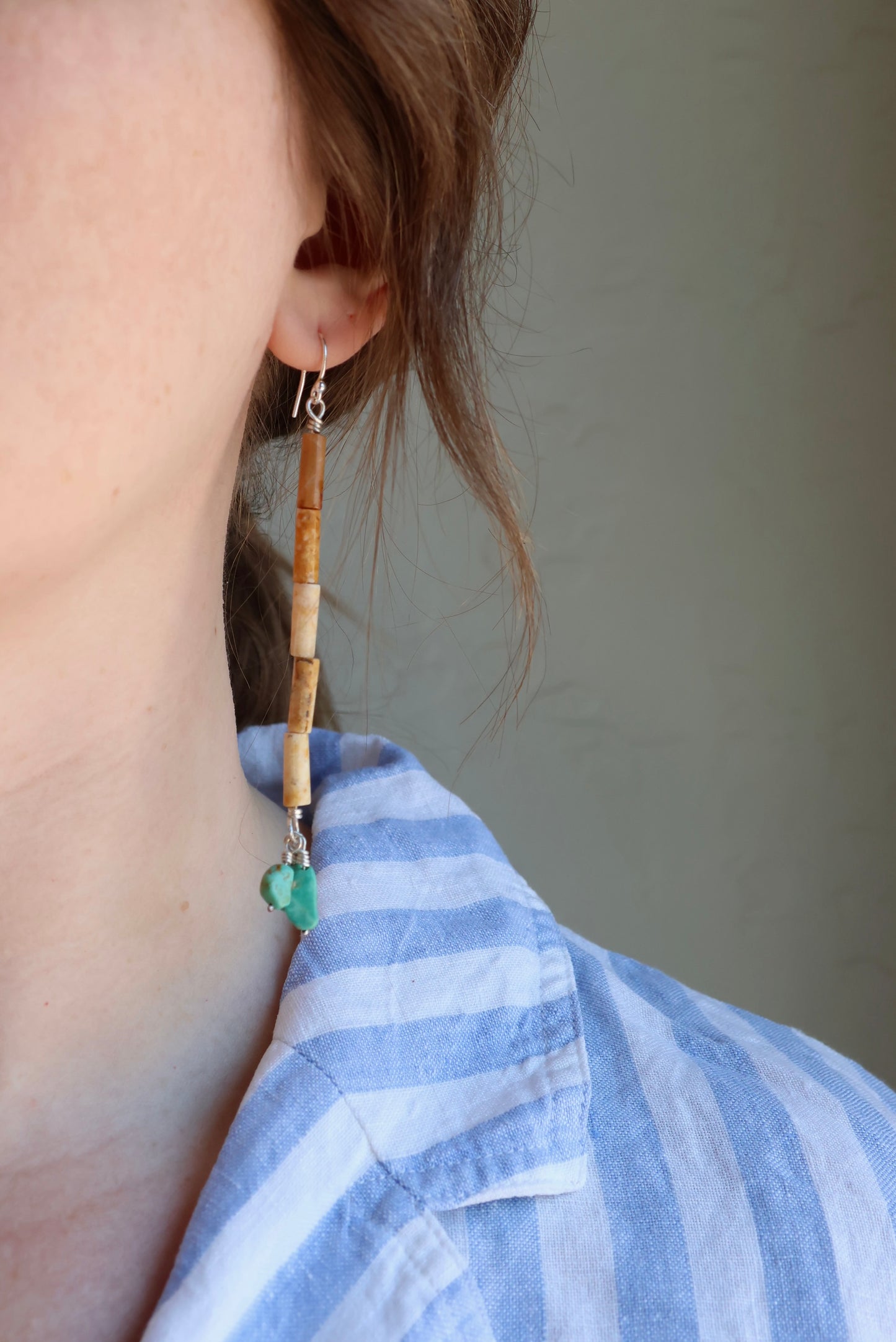 Jasper and Turquoise Beaded Earrings