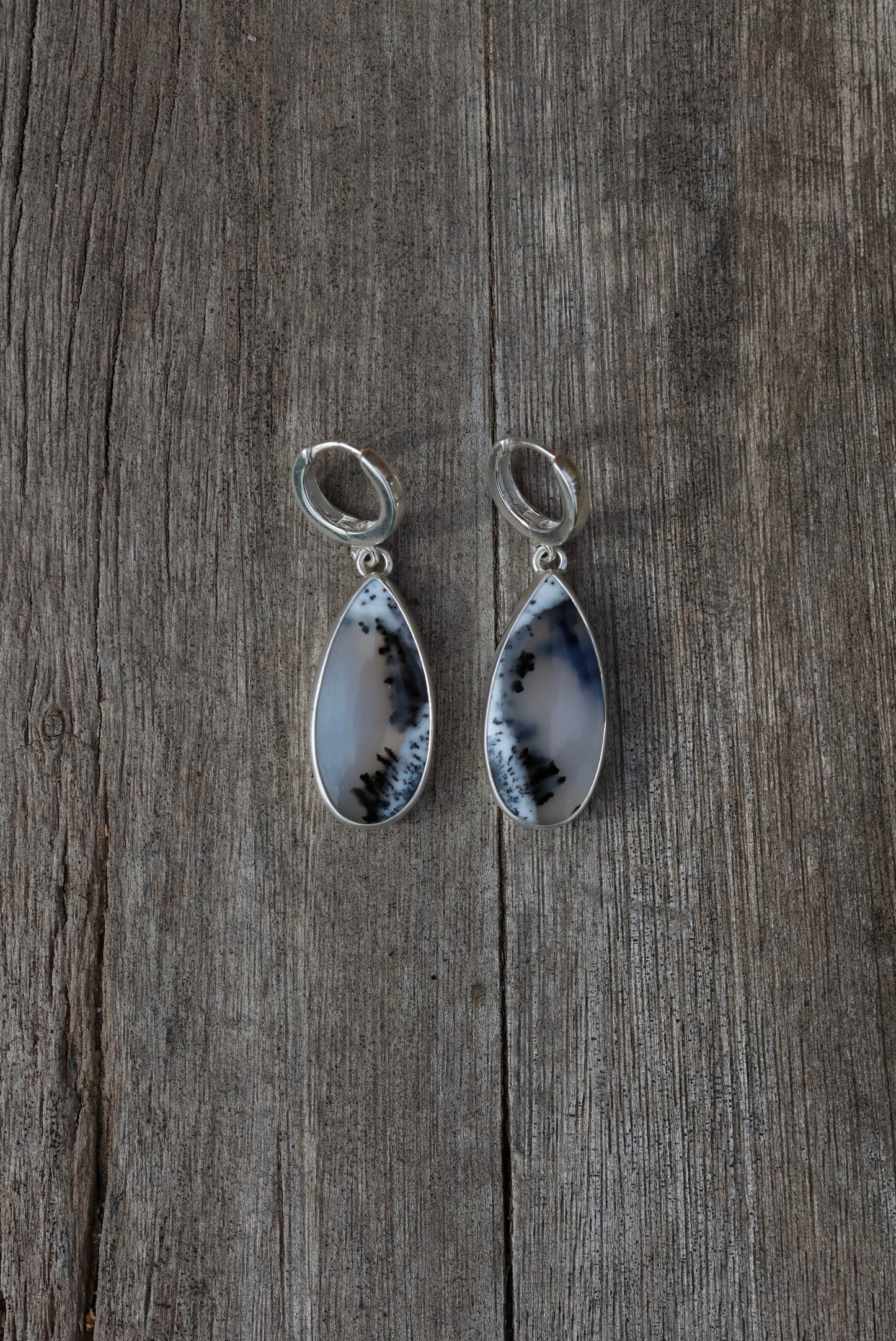 Dendritic Opal Huggie Hoops