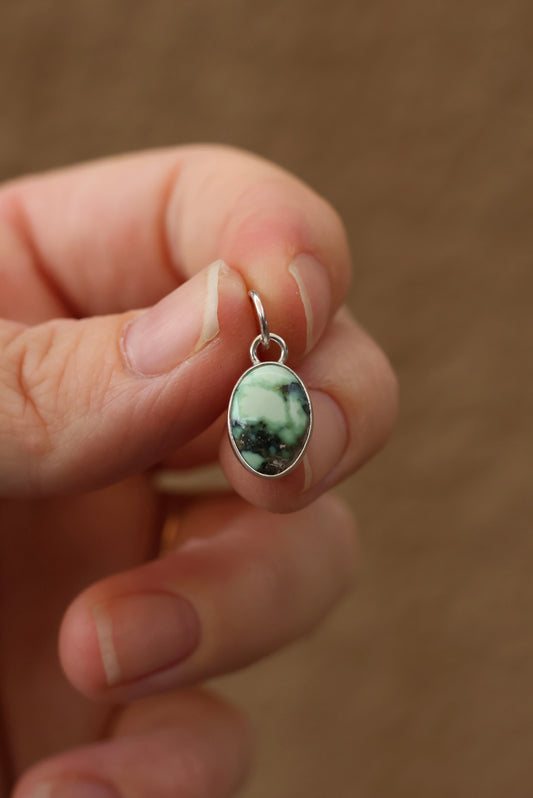 Angel Wing Variscite Oval Pendant