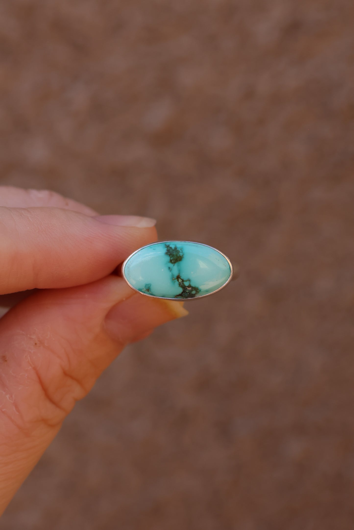 Horizontally Set Patagonia Turquoise Ring